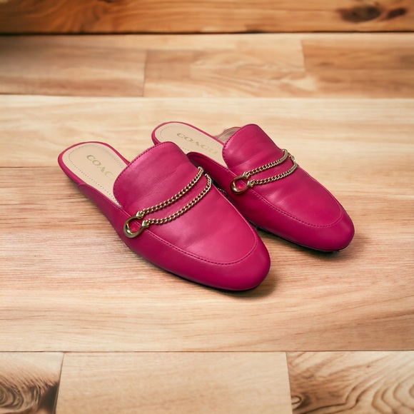 Coach Sawyer Slide Loafer Women’s Shoes Size US5 EUR 35.5 Pink With Chains Mule - Picture 2 of 7